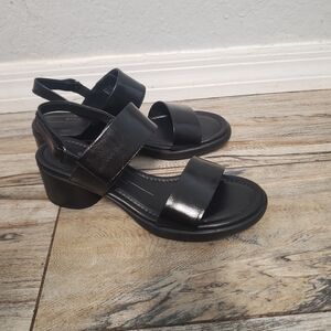 ECCO Leather Banded Sandals, 9/9.5 (40) Black